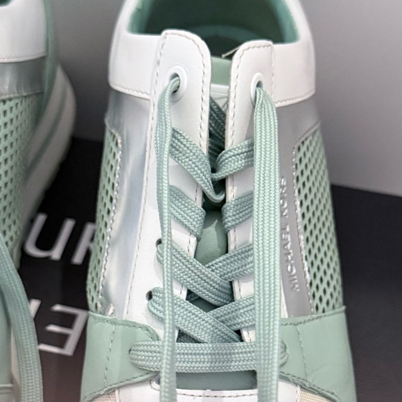 MICHAEL KORS Billie Trainer Sneakers in Pale Jade Diamond Lasered Leather - Picture 6 of 16